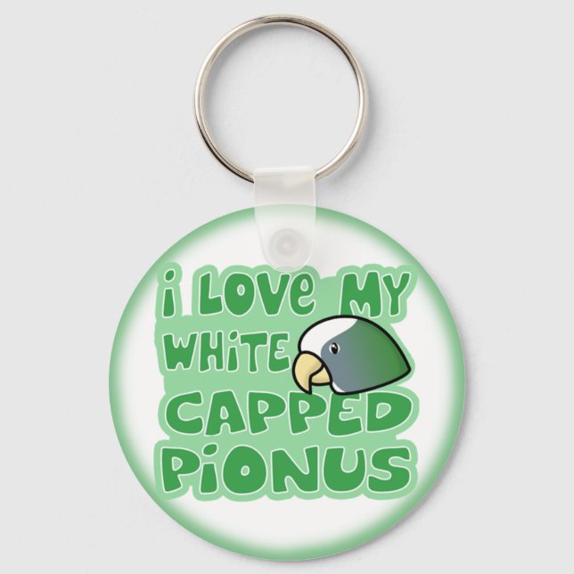 Porte-clés J'Aime Mon Porte - clé de Pionus Blanc Capped (Recto)