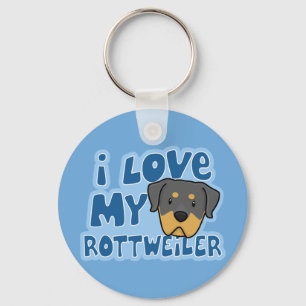 Porte-clés J'aime mon porte - clé de rottweiler