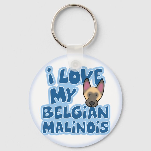 Porte-clés J'aime mon Porte - clé malinois (Recto)