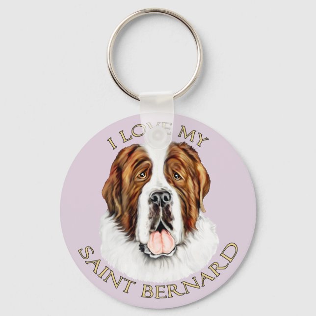Porte-clés J'aime mon Saint Bernard (Recto)