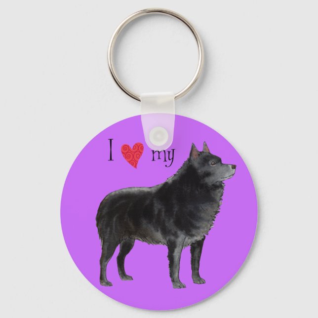 Porte-clés J'aime mon Schipperke (Recto)