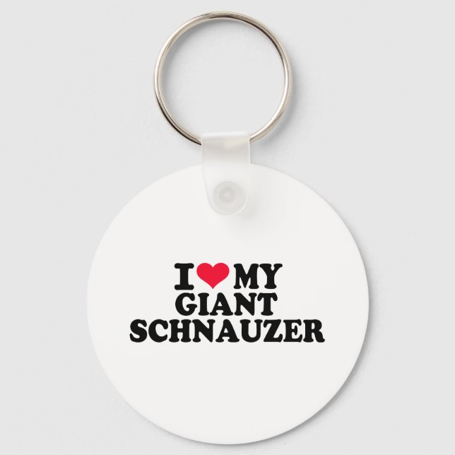 Porte-clés J'aime mon Schnauzer géant (Recto)
