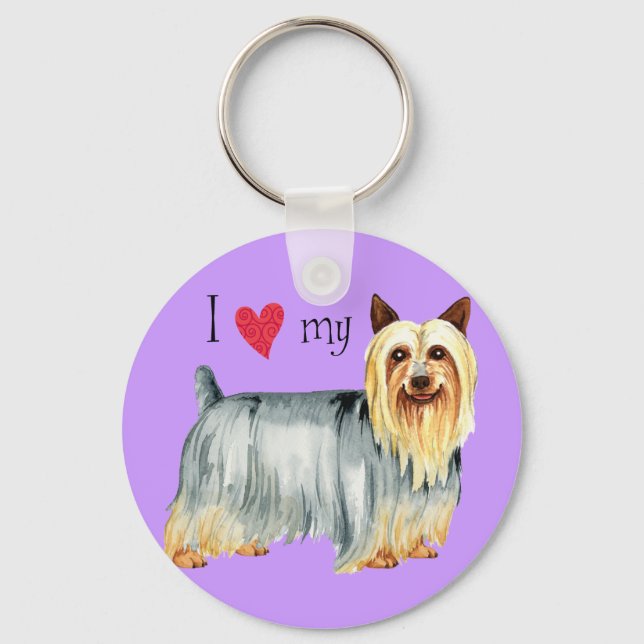 Porte-clés J'aime mon Silky Terrier (Recto)