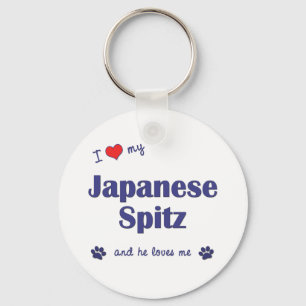 Porte-clés J'aime mon Spitz japonais (le chien masculin)