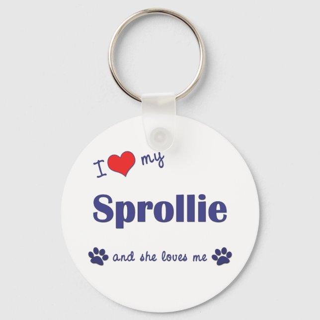 Porte-clés J'Aime Mon Sprollie (Chien Féminin) (Recto)