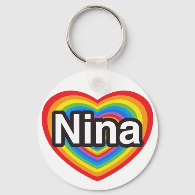 Porte-clés J'aime Nina. Je t'aime Nina. Cœur (Recto)