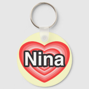 Porte-clés J'aime Nina. Je t'aime Nina. Cœur