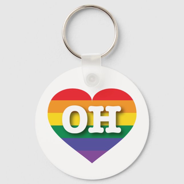 Porte-clés J'aime Ohio Gay pride Rainbow Heart (Recto)