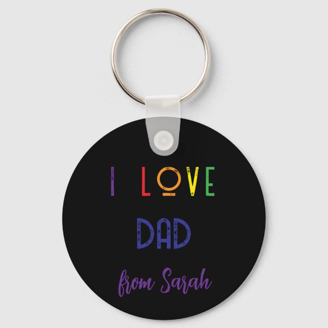 Porte-clés j'aime papa photo Key Ring (Recto)