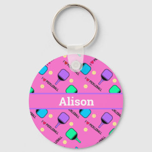 Porte-clés J'aime Pickleball rose