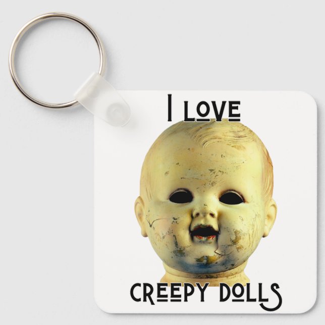 Porte-clés J'Aime Poupées Déplaisantes - Tête de poupée (Recto)