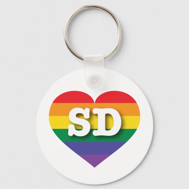 Porte-clés J'aime South Dakota Gay pride Rainbow Heart (Recto)