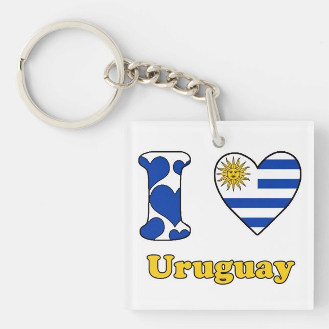 Porte-clés J'aime Uruguay (Devant)