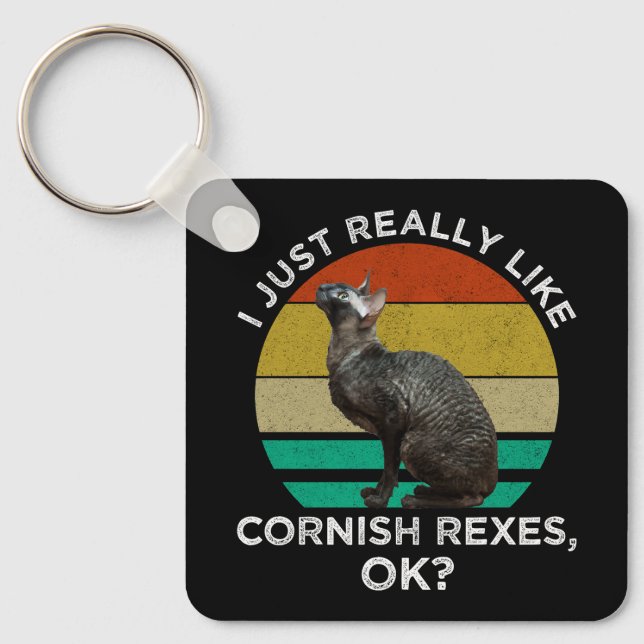 Porte-clés J'aime vraiment beaucoup les Cornish Rex, OK ? (Recto)