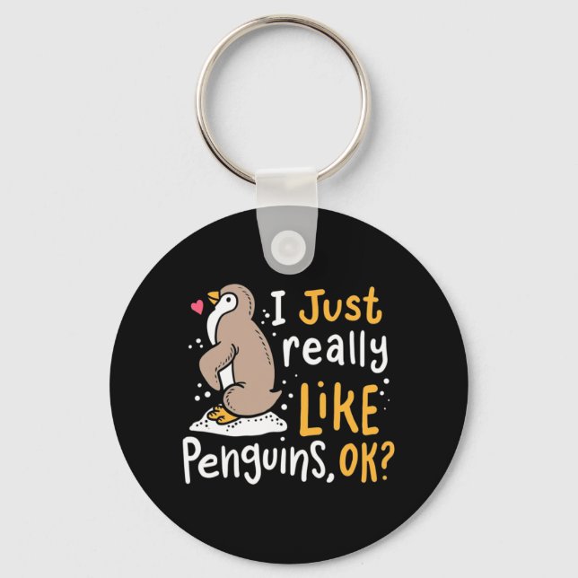 Porte-clés J'Aime Vraiment Les Pingouins Ok (Recto)