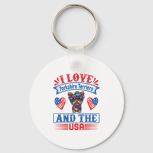 Porte-clés J'aime Yorkshire Terriers et les USA 01