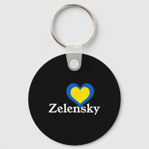 Porte-clés J'aime Zelensky Ukraine Président Volodymyr Cœur 