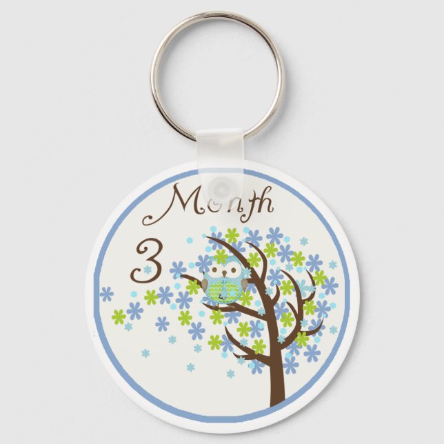 Porte-clés Jalon de la chouette des arbres Mois 3 (Recto)