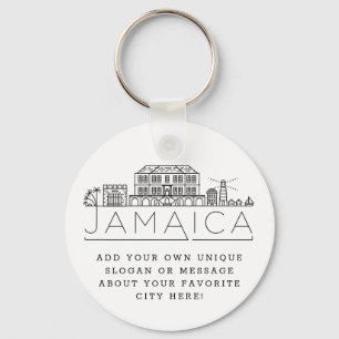 Porte-clés Jamaica Stylisated Skyline  Custom Slogan