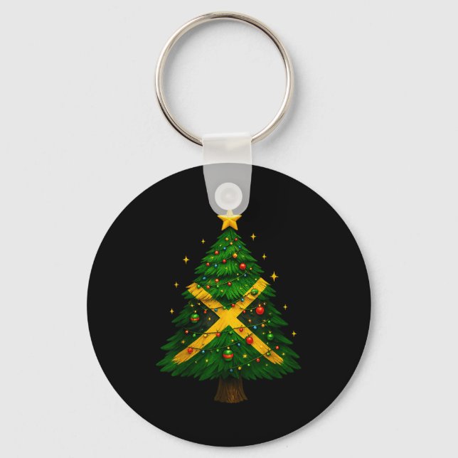 Porte-clés Jamaican Christmas Tree Design, Festive Holiday Gr (Recto)