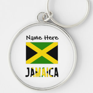 Porte-clés Jamaïque et drapeau jamaïcain avec votre nom
