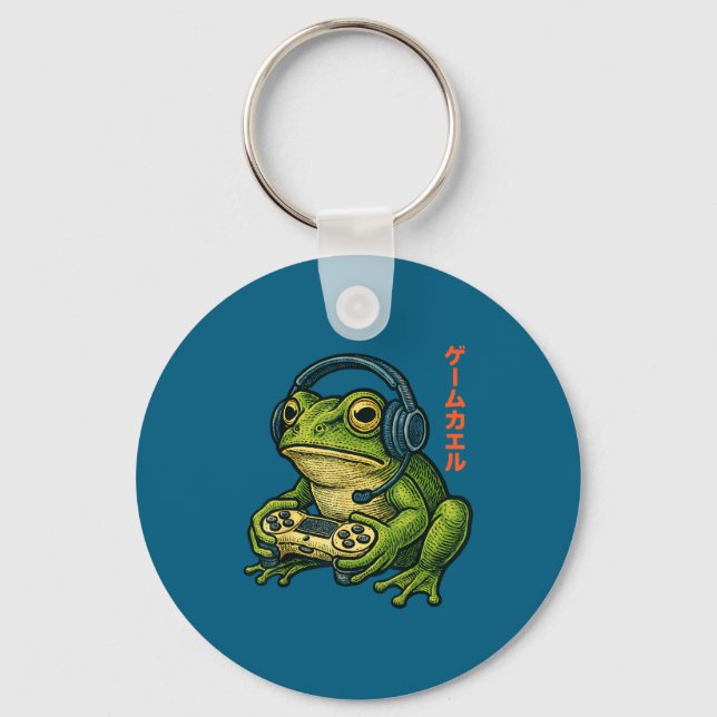 Porte-clés Japanese Gamer Frog Art Men Women Boys Funny Vinta (Recto)