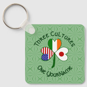 Porte-clés Japanese Irish American Flags Shamrock Your Name