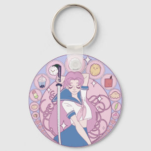 Porte-clés Japon Rose Anime Schogirl Art Nouveau