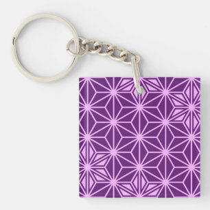 Porte-clés Japonais Asanoha motif - améthyste violet