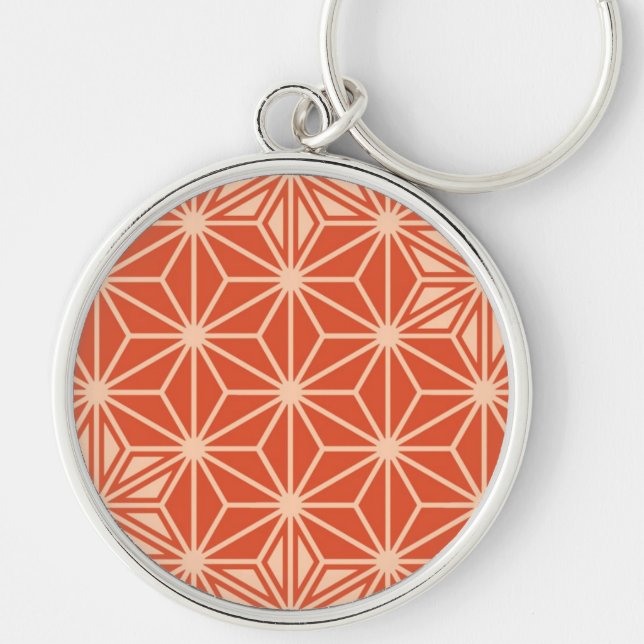 Porte-clés Japonais Asanoha motif - corail orange (Devant)