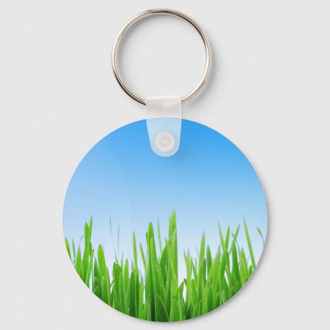 Porte-clés Jardin à l'herbe verte avec conception de ciel ble (Recto)