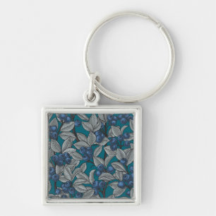 Porte-clés Jardin aux bleuets, bleu et gris