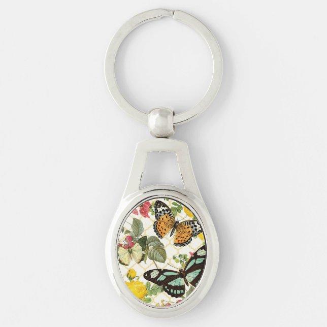 Porte-clés jardin aux papillons vintages (Devant)