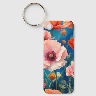 Porte-clés Jardin de fleurs de pavots multicolores-47568