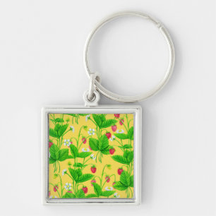Porte-clés Jardin de fraise sur jaune