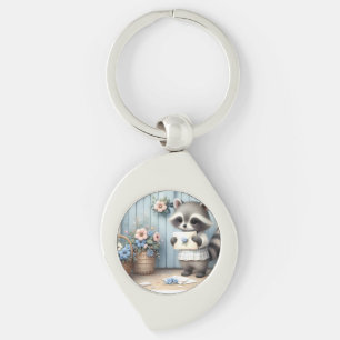 Porte-clés Jardin de lettres au pastel du Raton Laveur