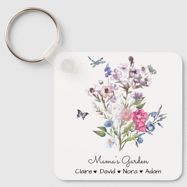 Porte-clés Jardin de maman personnalisée (Recto)