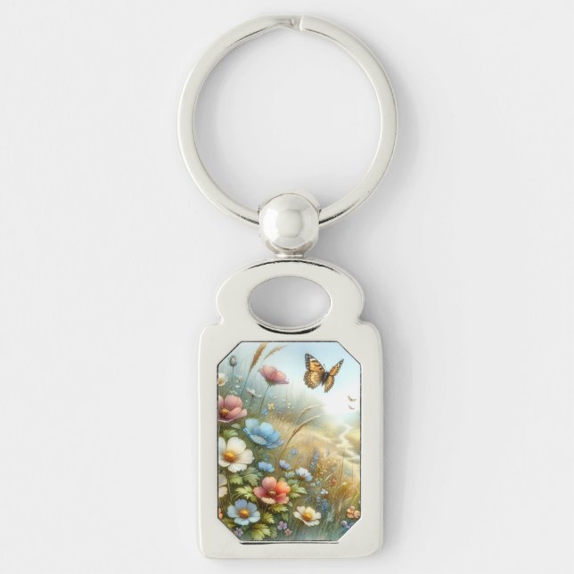 Porte-clés Jardin de papillons de la prairie fleurie (Devant)