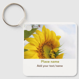 Porte-clés Jardin de tournesol jaune ajouter photo nom du tex