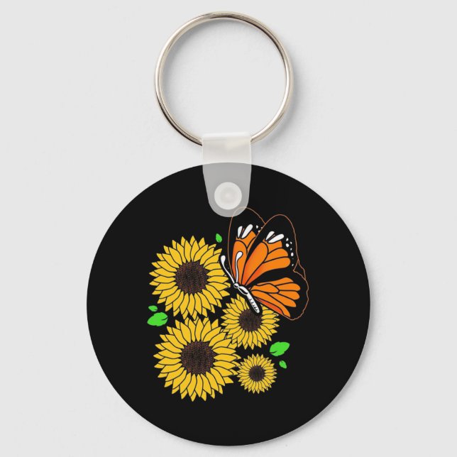 Porte-clés Jardin de tournesol papillon (Recto)