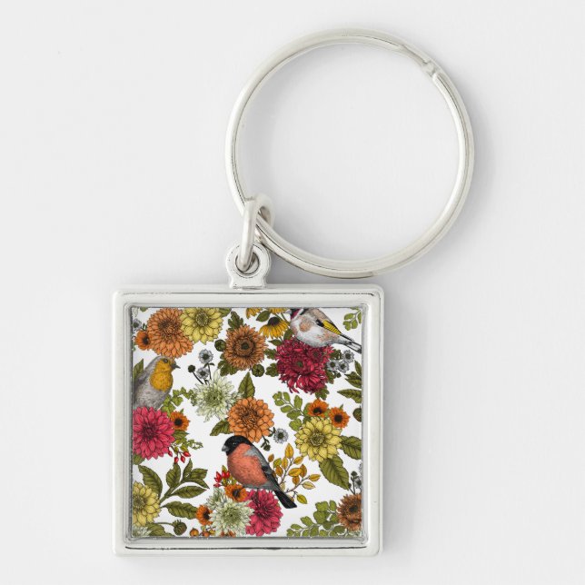 Porte-clés Jardin d'oiseaux et de fleurs 1 (Devant)