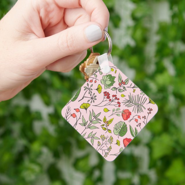 Porte-clés Jardin Fleur sauvage botanique (main)