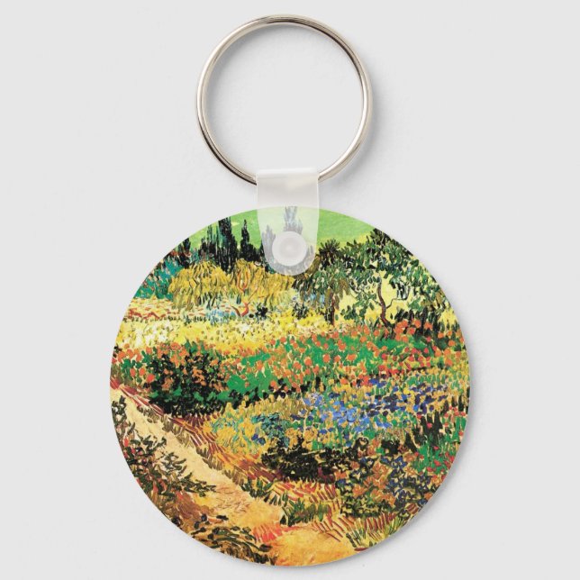 Porte-clés Jardin fleuri avec chemin par Vincent van Gogh (Recto)