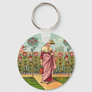 Porte-clés Jardin Fleurir Femme Art Antique