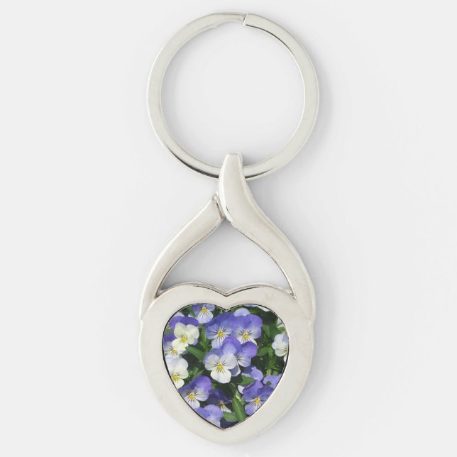 Porte-clés Jardin Floral de Pensées Violettes (Devant)