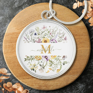 Porte-clés Jardin Floral Élégant de Fleurs Sauvages Colorées 
