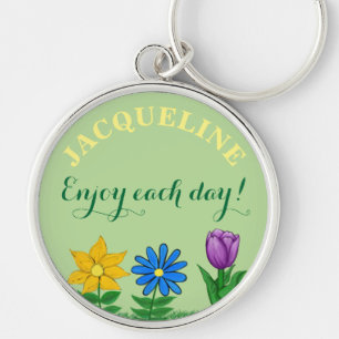 Porte-clés Jardin floral Nom personnalisé