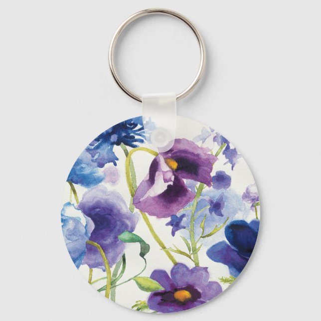 Porte-clés Jardin mixte bleu et violet (Recto)