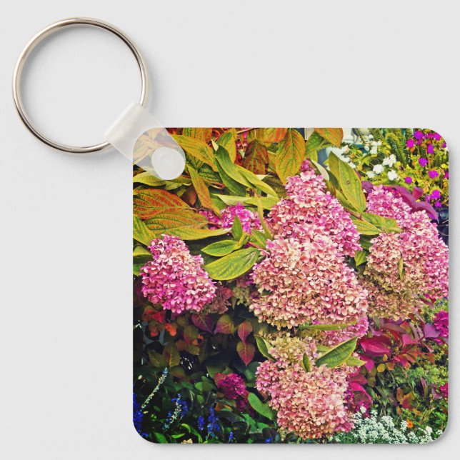 Porte-clés JARDIN ROSE HYDRANGEA / retour du propriétaire s'i (Recto)