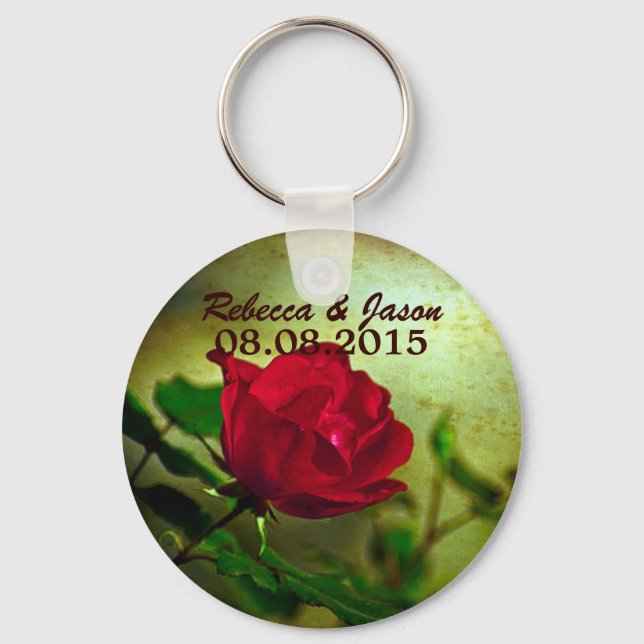 Porte-clés jardin rouge rose steampunk gothique mariage (Recto)